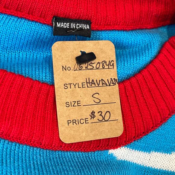 Havaianas Flip Flops Tropical Santa Claus Ugly Christmas Sweater Size Small - Picture 3 of 4